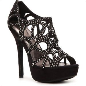 Crystal heel pump shoes